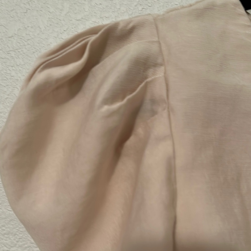 Forever 21 Tan Asymmetrical Puff Sleeve Crop Blouse - Picture 5 of 9